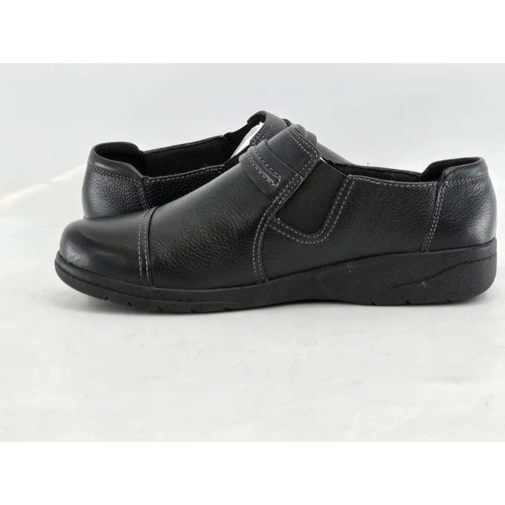 Clarks Collection Slip On Loafers Womens 10 Black Leather Ortholite - Excellent
